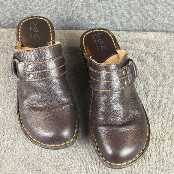B.O.C. Born Concept Brown Leather Slip On Clog Sz 6 - Picture 3 of 10